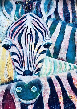 Zebra　52㎝×40㎝　ガラストップフレーム額付き　28、000円　そば処片蔵にて展示